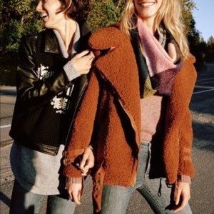 Anthropologie Brown Sherpa Teddy Bear Marrakech Moto Jacket Women's M